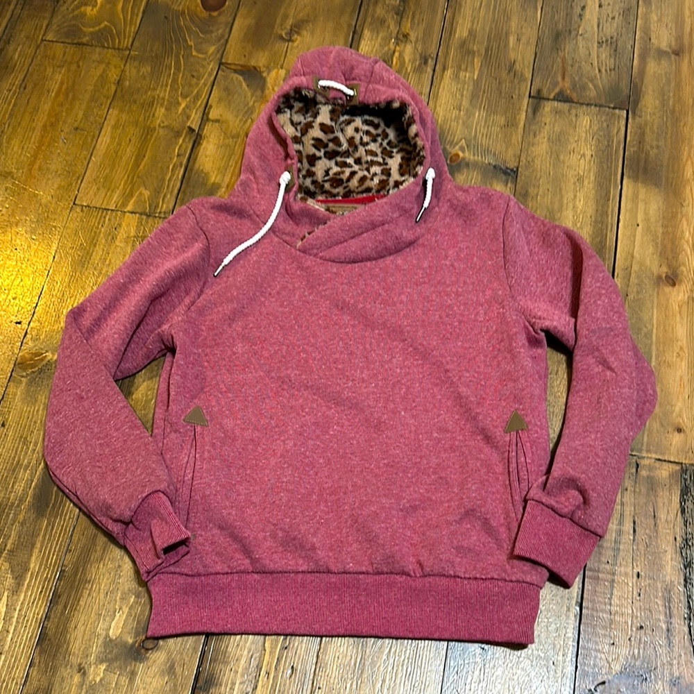 Cozy Pink Hoodie with Leopard Lining